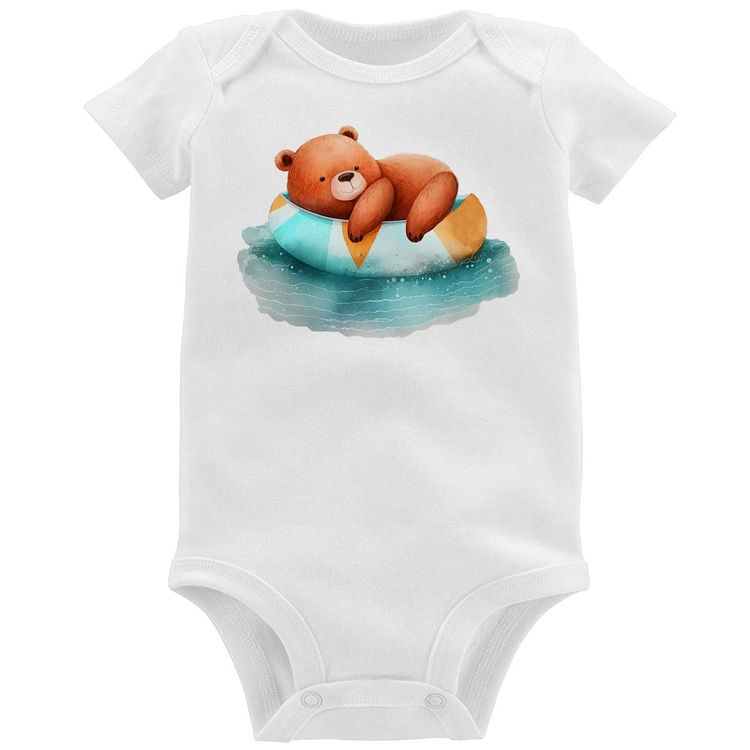 Body Bebê Ursinho Teddy Relaxando Na Piscina
