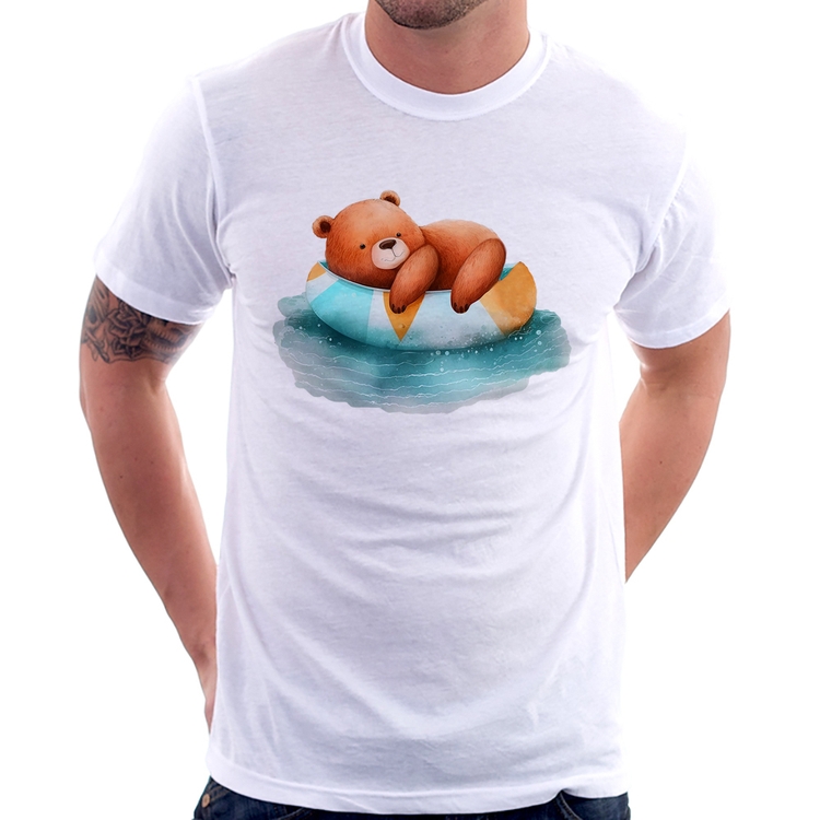 Camiseta Ursinho Teddy Relaxando Na Piscina
