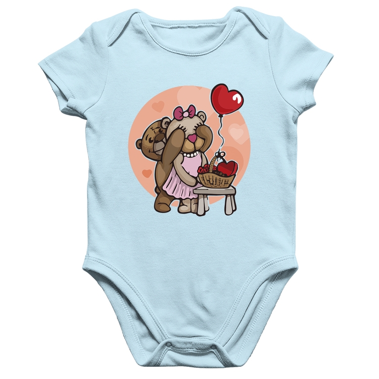 Body Bebê Algodão Ursinhos Fofos - Azul Bebê