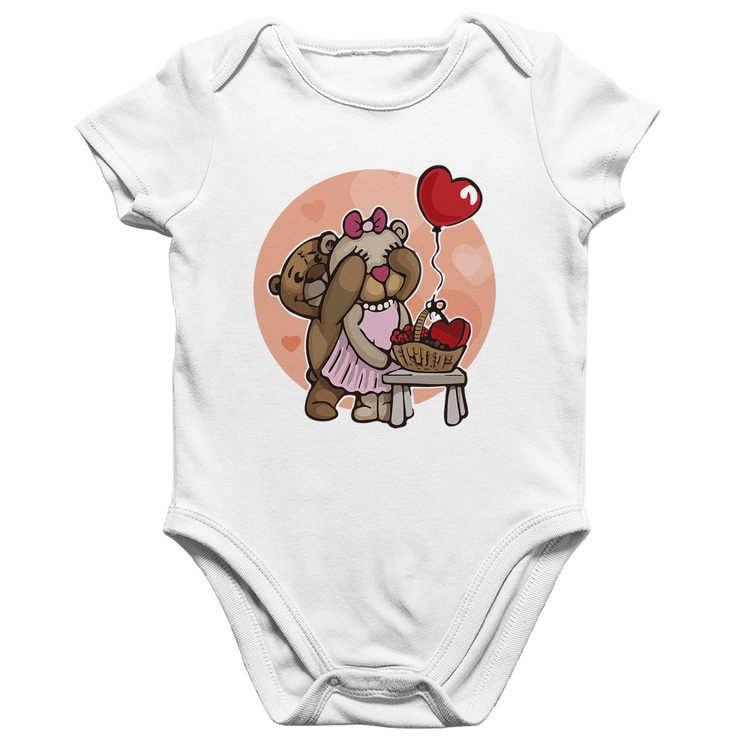 Body Bebê Algodão Ursinhos Fofos - Branco