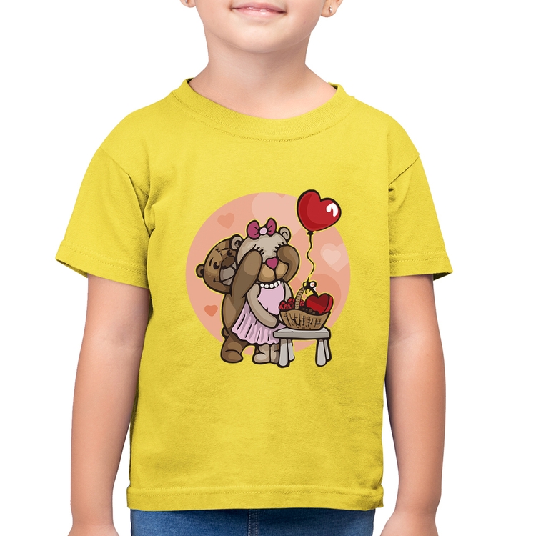 Camiseta Algodão Infantil Ursinhos Fofos - Amarelo Canário
