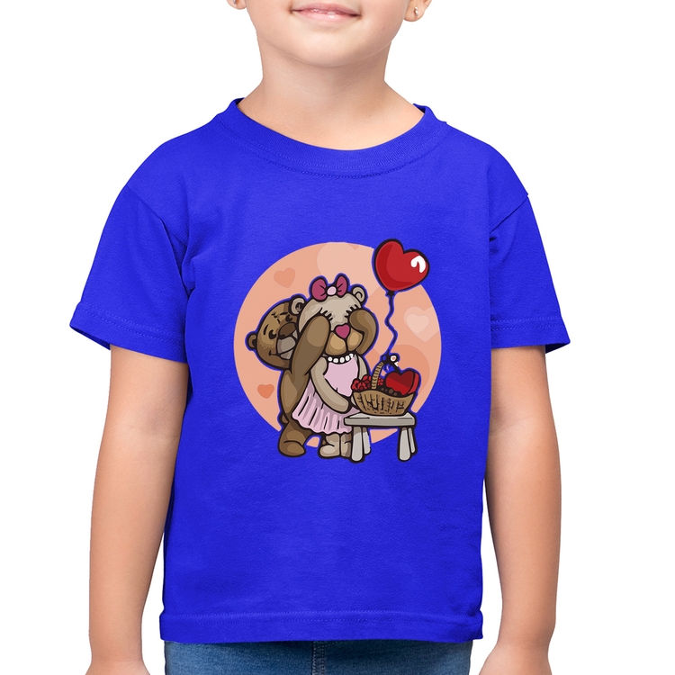 Camiseta Algodão Infantil Ursinhos Fofos - Azul Royal