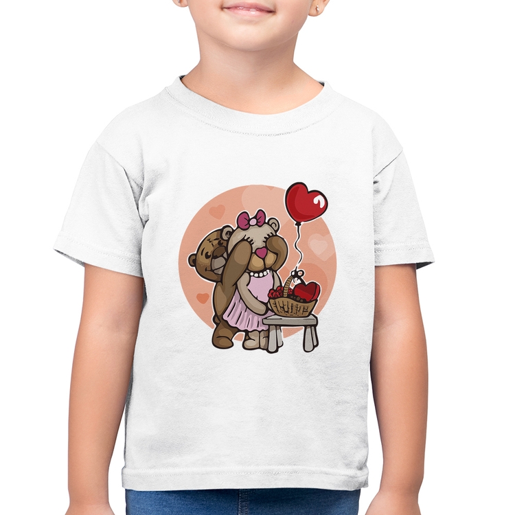 Camiseta Algodão Infantil Ursinhos Fofos - Branca
