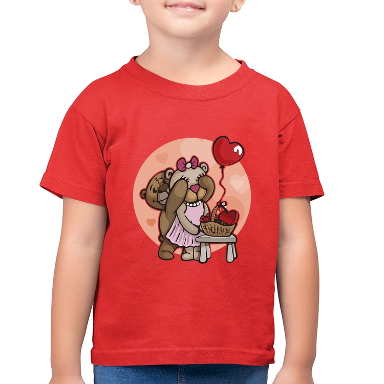 Camiseta Algodão Infantil Ursinhos Fofos - Vermelha