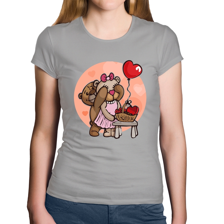 Baby Look Algodão Ursinhos Fofos - Cinza