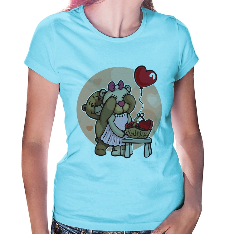 Baby Look Ursinhos Fofos - Azul Bebê