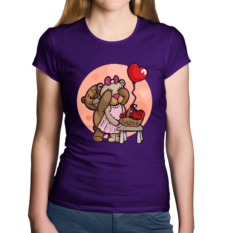 Baby Look Algodão Ursinhos Fofos - Roxa