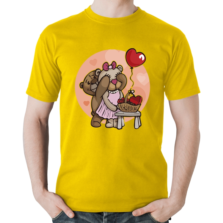 Camiseta Algodão Ursinhos Fofos - Amarela