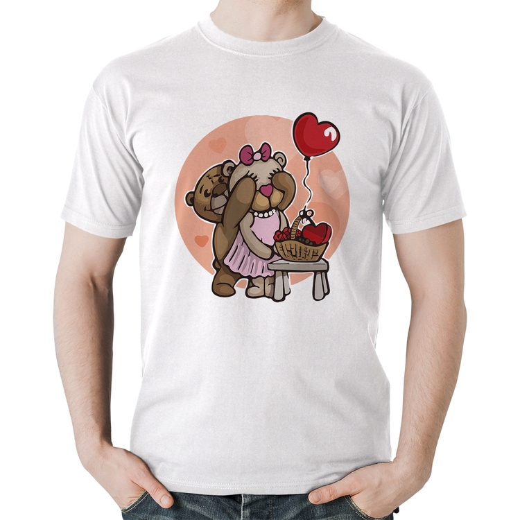 Camiseta Algodão Ursinhos Fofos - Branca