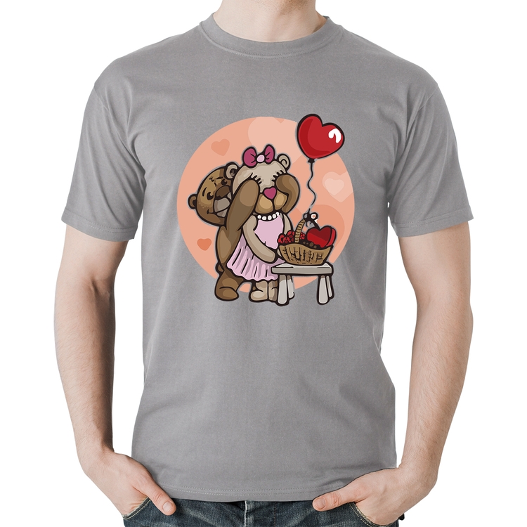 Camiseta Algodão Ursinhos Fofos - Cinza