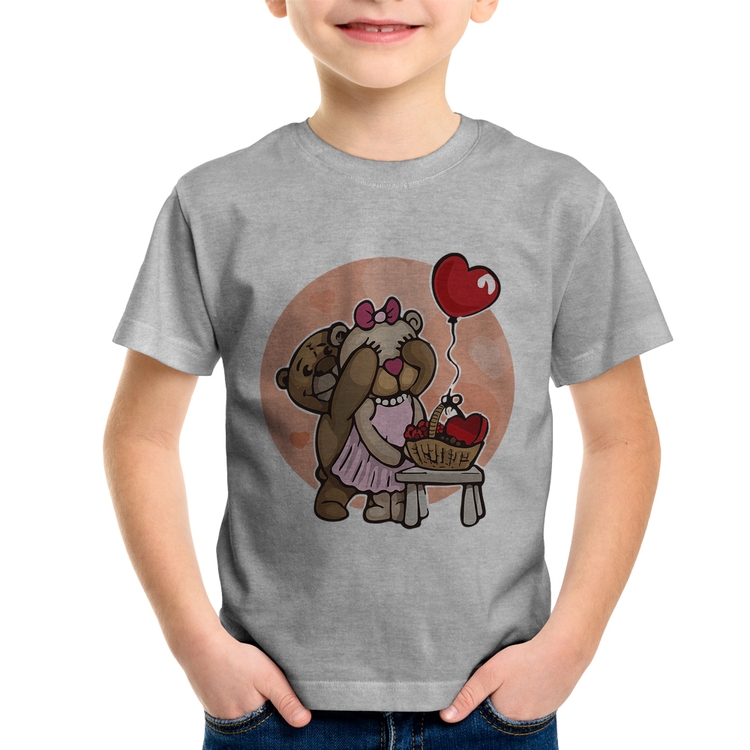 Camiseta Infantil Ursinhos Fofos - Cinza