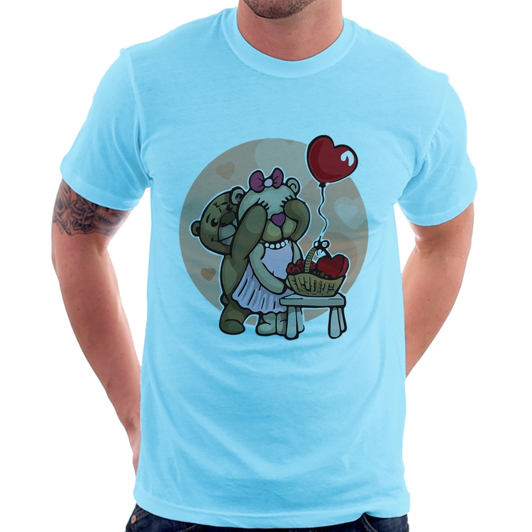 Camiseta Ursinhos Fofos - Azul Bebê