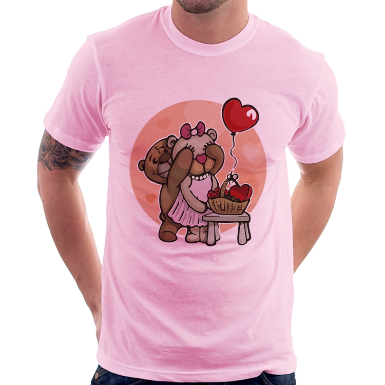 Camiseta Ursinhos Fofos - Rosa Bebê
