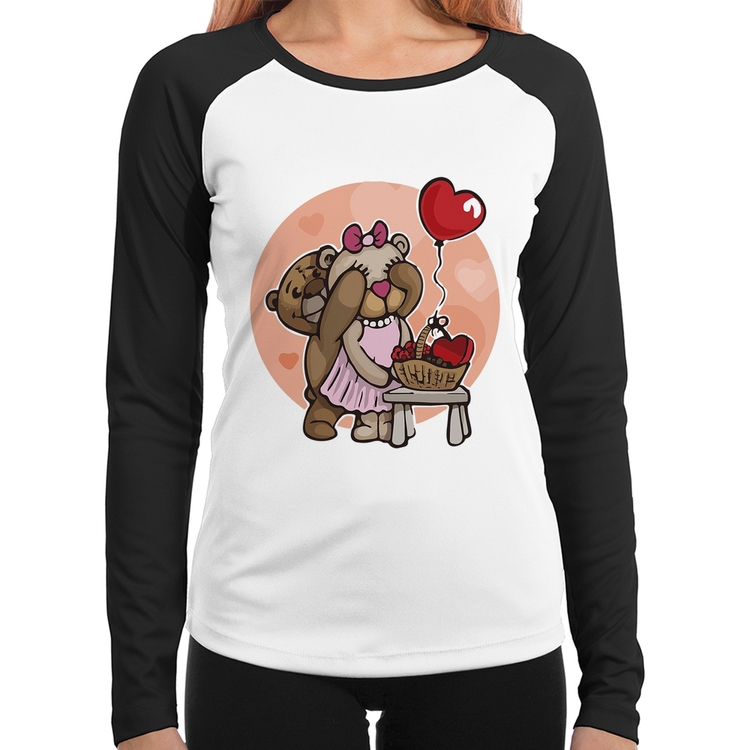 Baby Look Raglan Ursinhos Fofos Manga Longa
