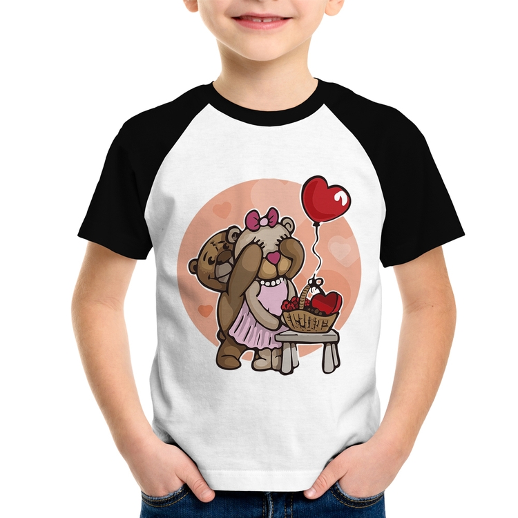 Camiseta Raglan Infantil Ursinhos Fofos