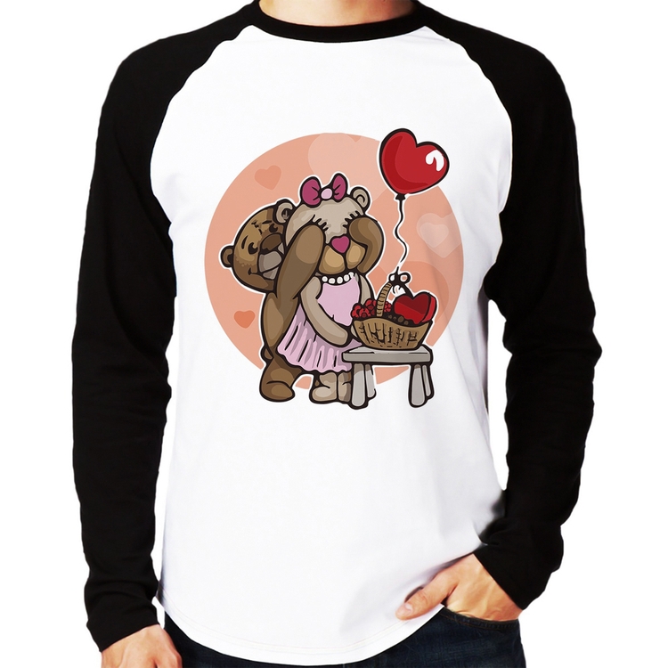 Camiseta Raglan Ursinhos Fofos Manga Longa