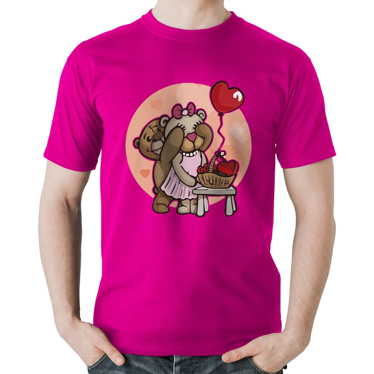 Camiseta Algodão Ursinhos Fofos - Rosa