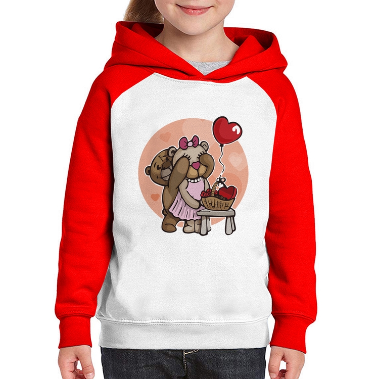 Moletom Infantil Ursinhos Fofos - Branco/Vermelho