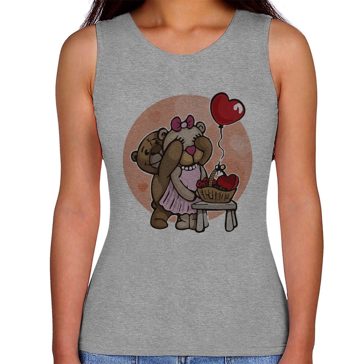 Regata Feminina Ursinhos Fofos - Cinza