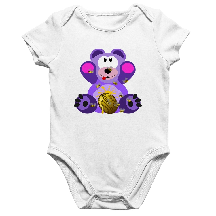 Body Bebê Algodão Urso Mel - Branco