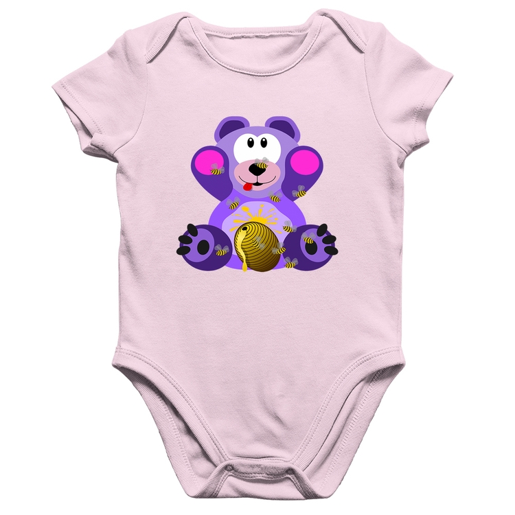 Body Bebê Algodão Urso Mel - Rosa Bebê