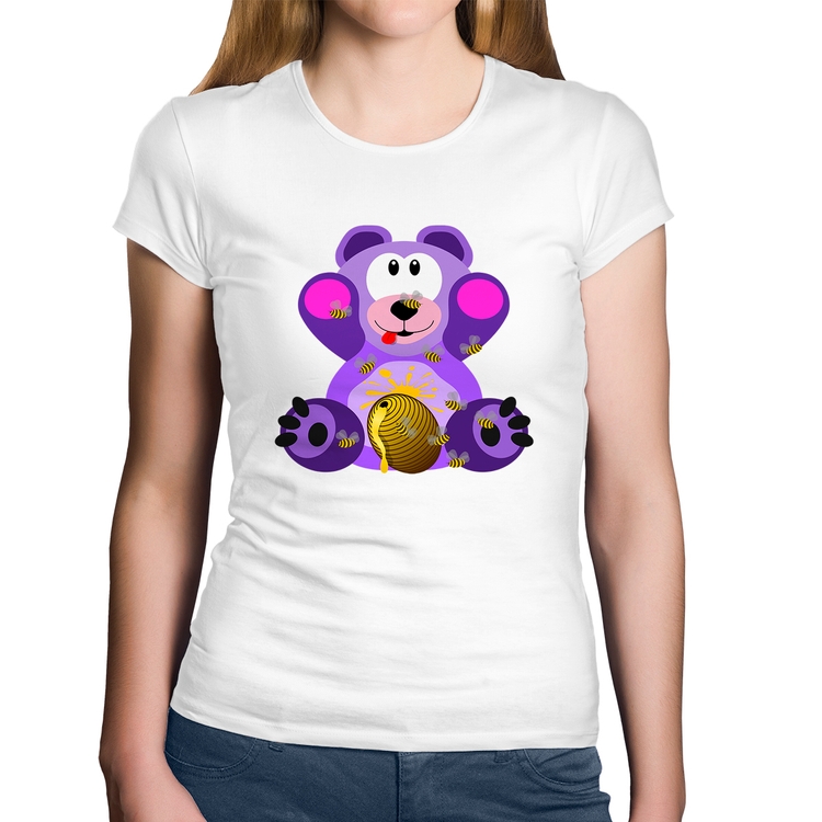 Baby Look Algodão Urso Mel - Branca