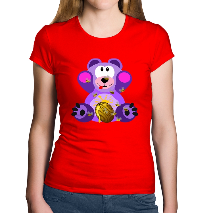 Baby Look Algodão Urso Mel - Vermelha