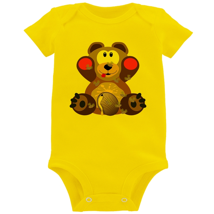 Body Bebê Urso Mel - Amarelo