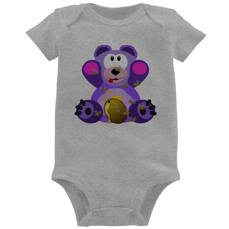 Body Bebê Urso Mel - Cinza
