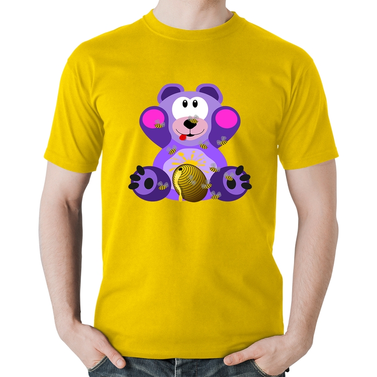 Camiseta Algodão Urso Mel - Amarela
