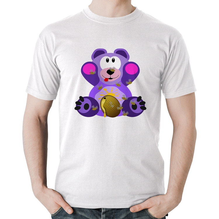Camiseta Algodão Urso Mel - Branca