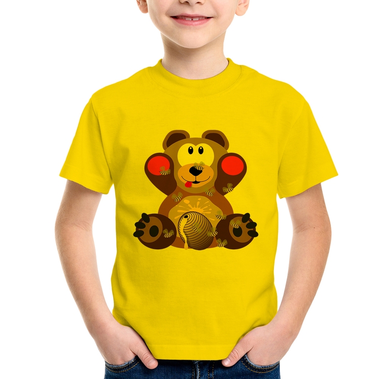 Camiseta Infantil Urso Mel - Amarela