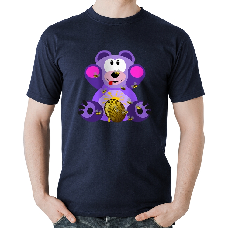 Camiseta Algodão Urso Mel - Marinho