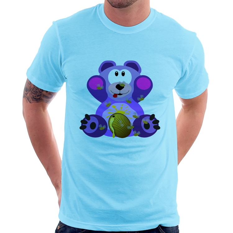 Camiseta Urso Mel - Azul Bebê