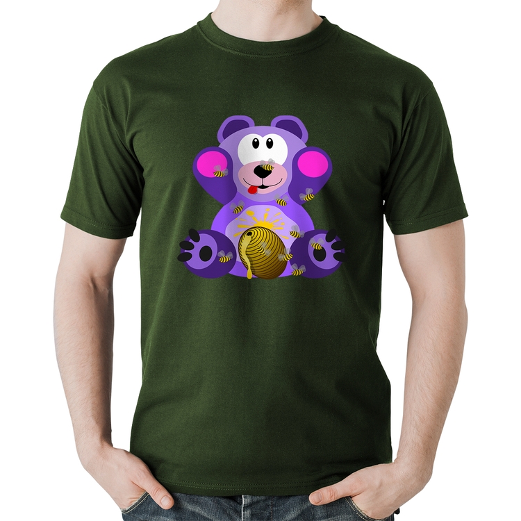 Camiseta Algodão Urso Mel - Musgo