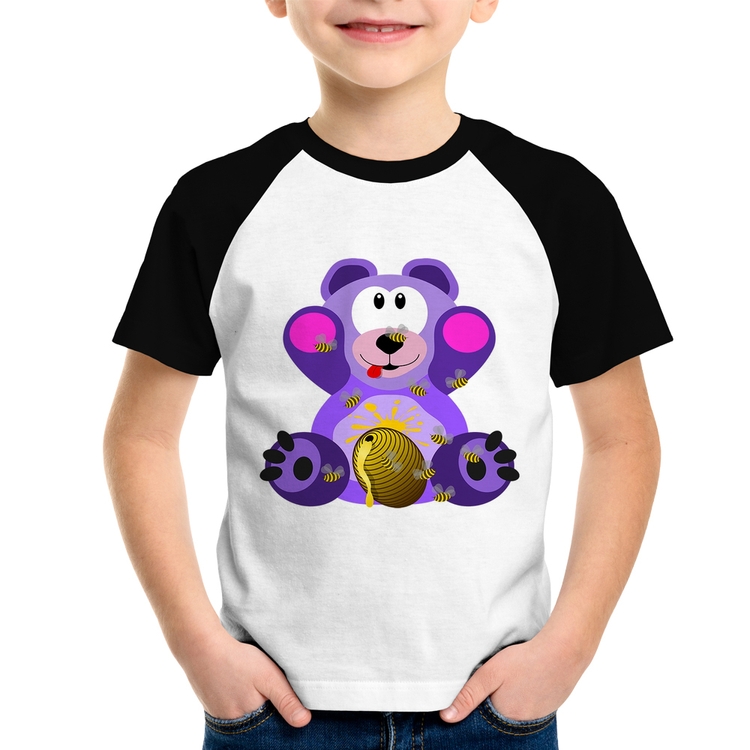 Camiseta Raglan Infantil Urso Mel