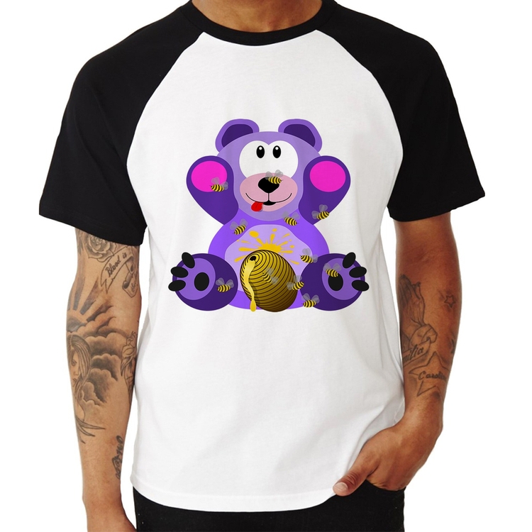 Camiseta Raglan Urso Mel