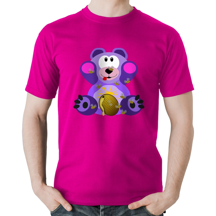 Camiseta Algodão Urso Mel - Rosa