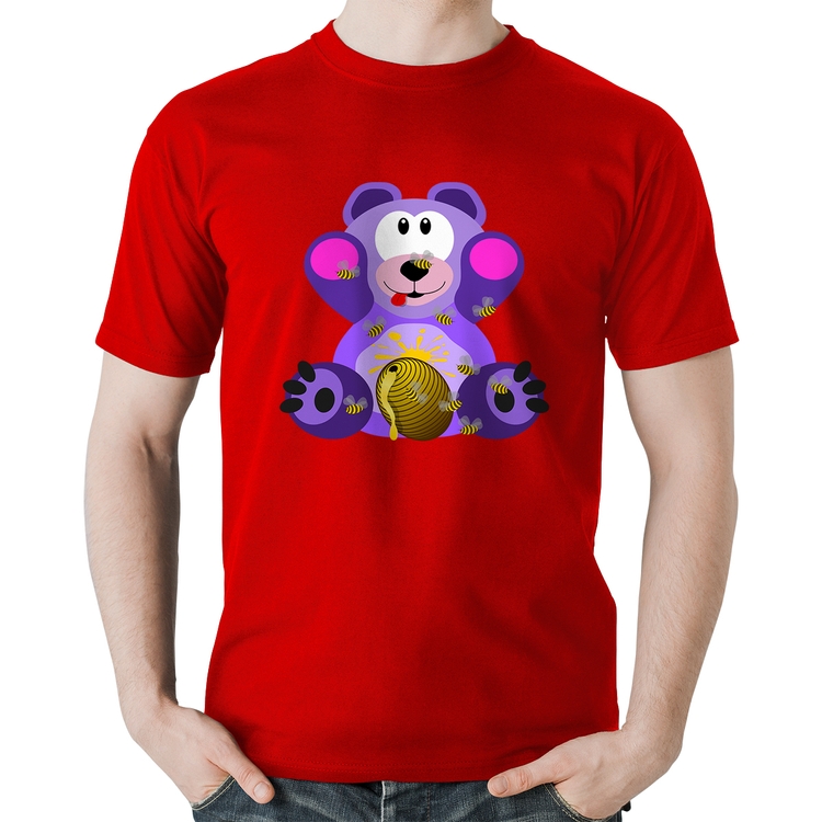 Camiseta Algodão Urso Mel - Vermelha