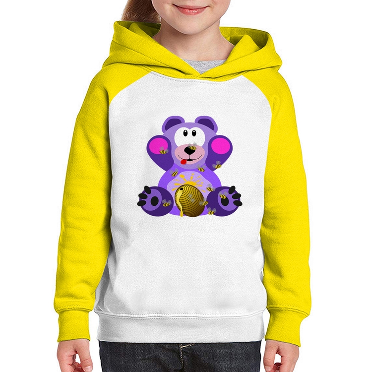 Moletom Infantil Urso Mel - Branco/Amarelo