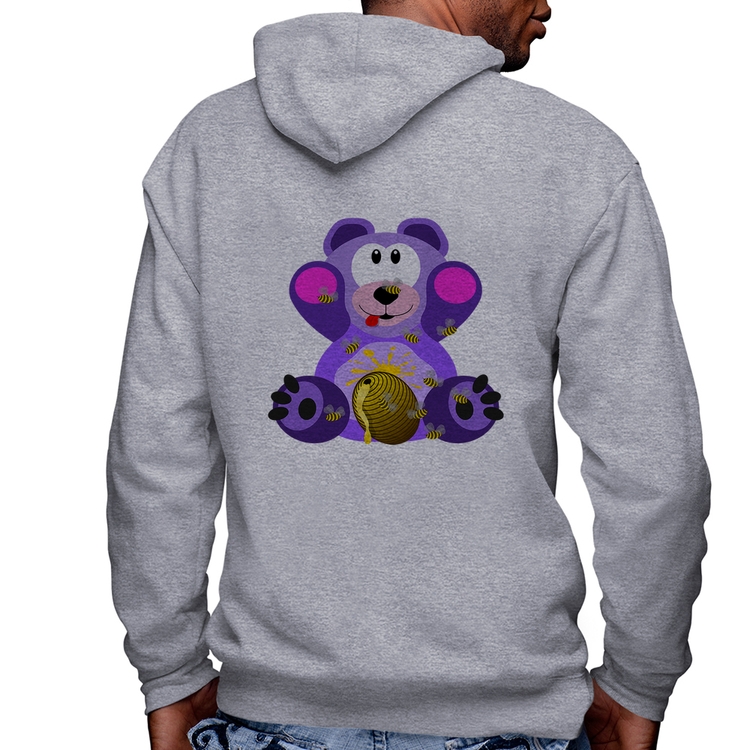 Blusa Moletom Urso Mel Masculina com Capuz e Zíper - Mescla