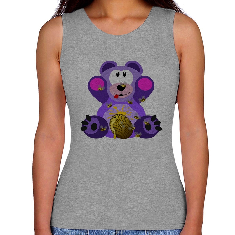 Regata Feminina Urso Mel - Cinza