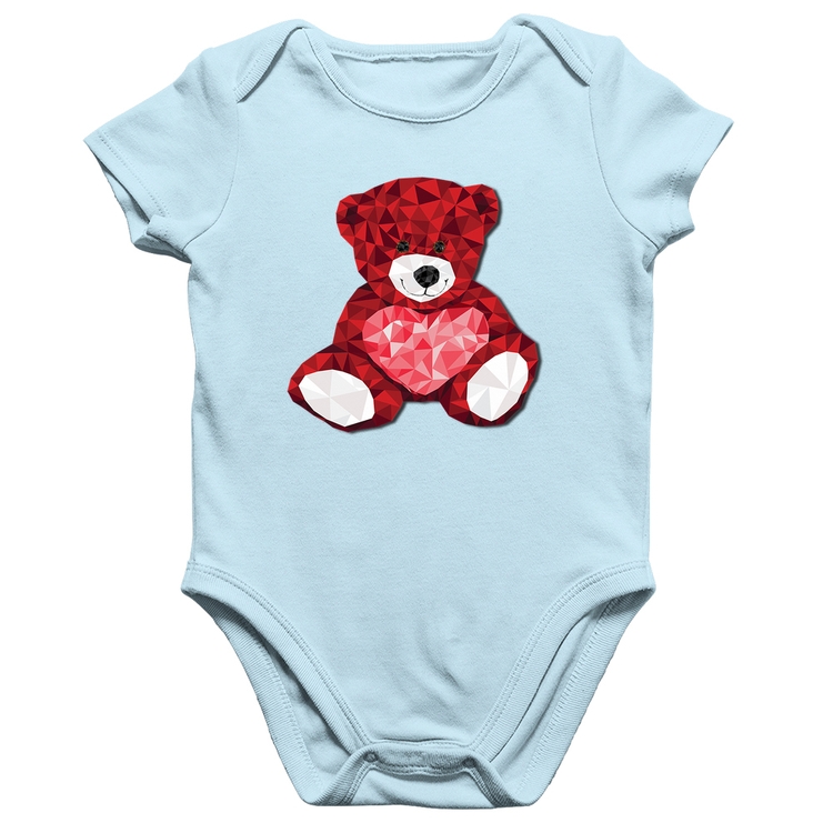 Body Bebê Algodão Urso Mosaico - Azul Bebê