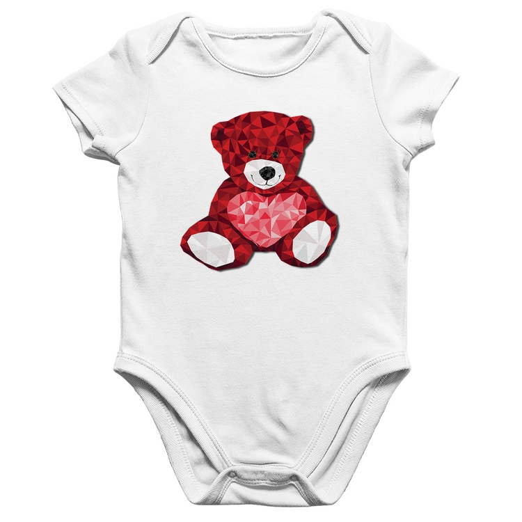 Body Bebê Algodão Urso Mosaico - Branco