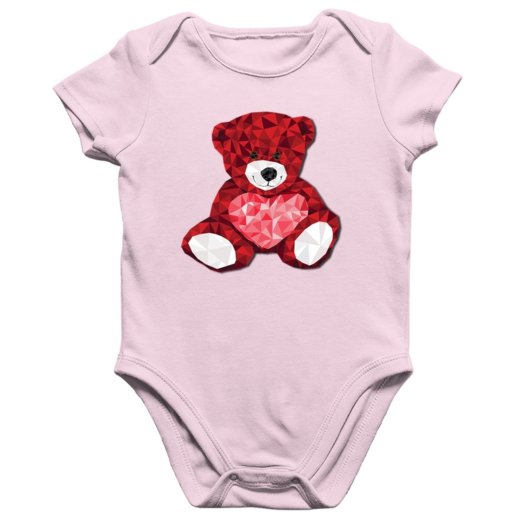 Body Bebê Algodão Urso Mosaico - Rosa Bebê