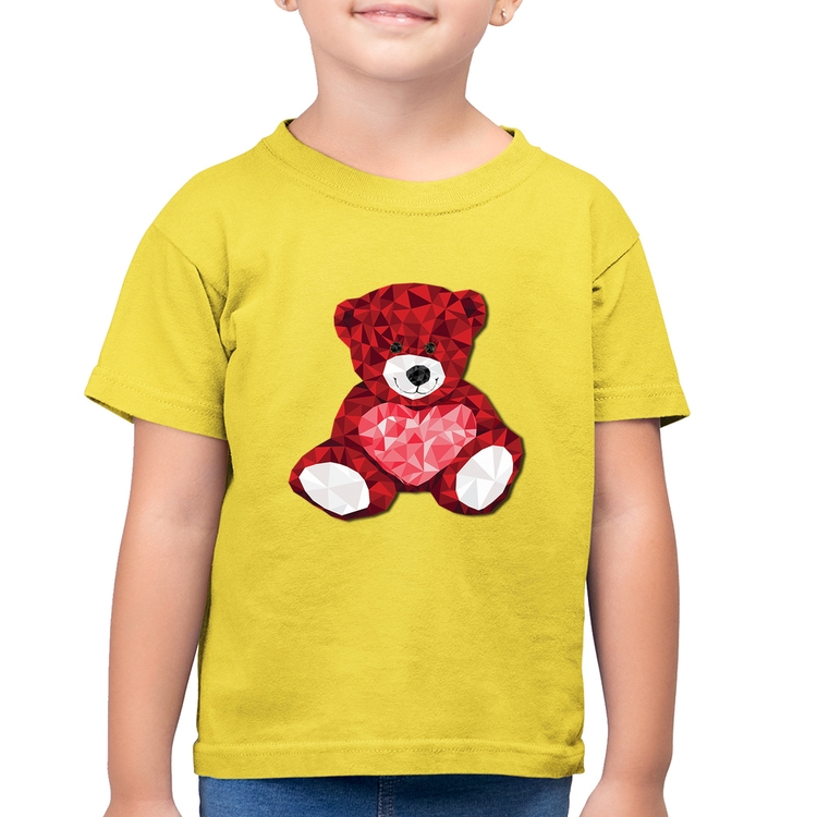 Camiseta Algodão Infantil Urso Mosaico - Amarelo Canário