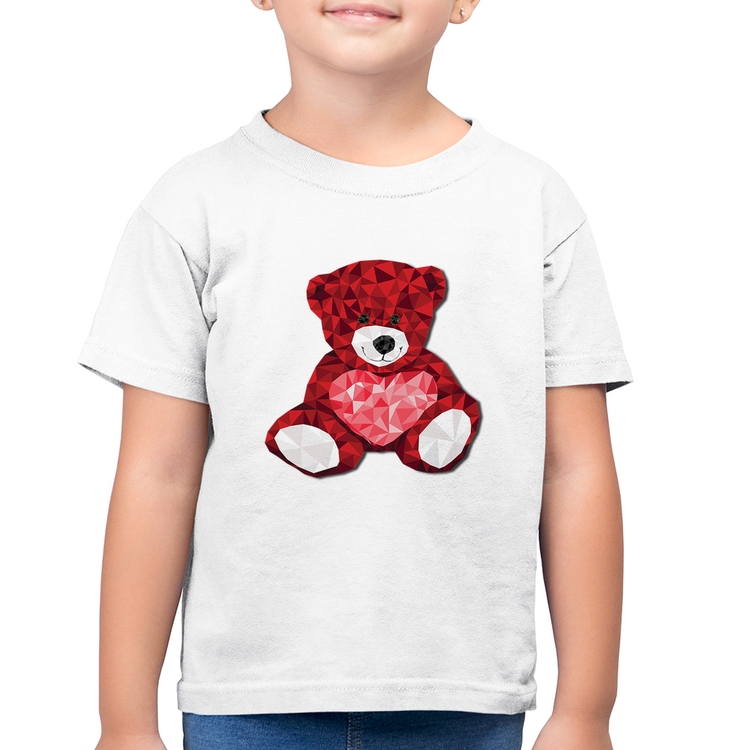 Camiseta Algodão Infantil Urso Mosaico - Branca