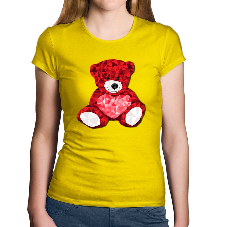 Baby Look Algodão Urso Mosaico - Amarela