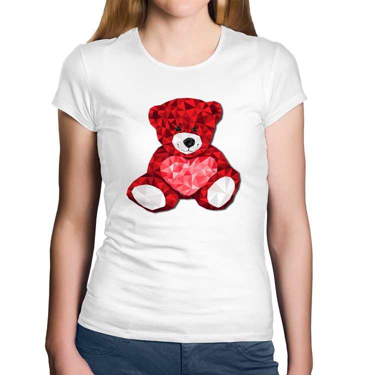 Baby Look Algodão Urso Mosaico - Branca