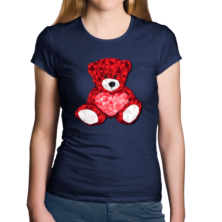 Baby Look Algodão Urso Mosaico - Marinho